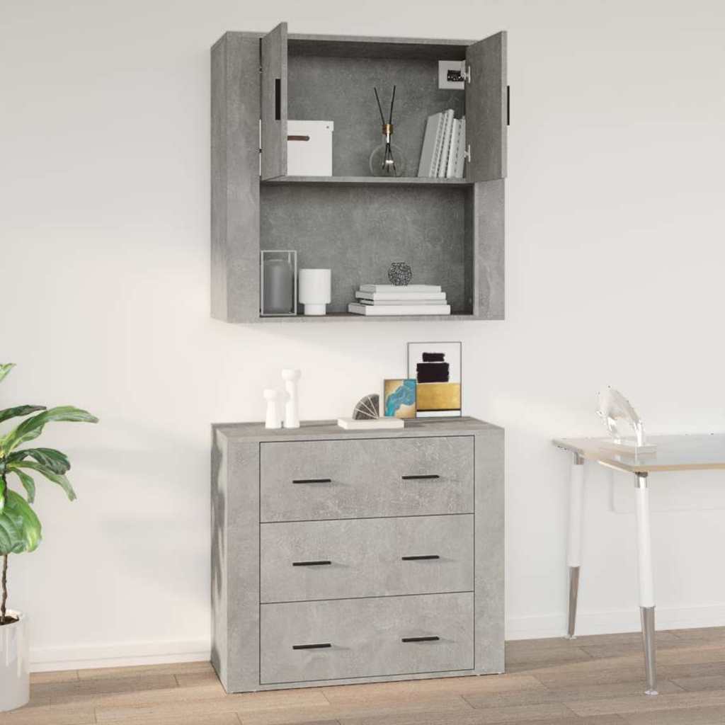 vidaXL Armoire murale gris béton 80x33x80 cm Bois d'ingénierie