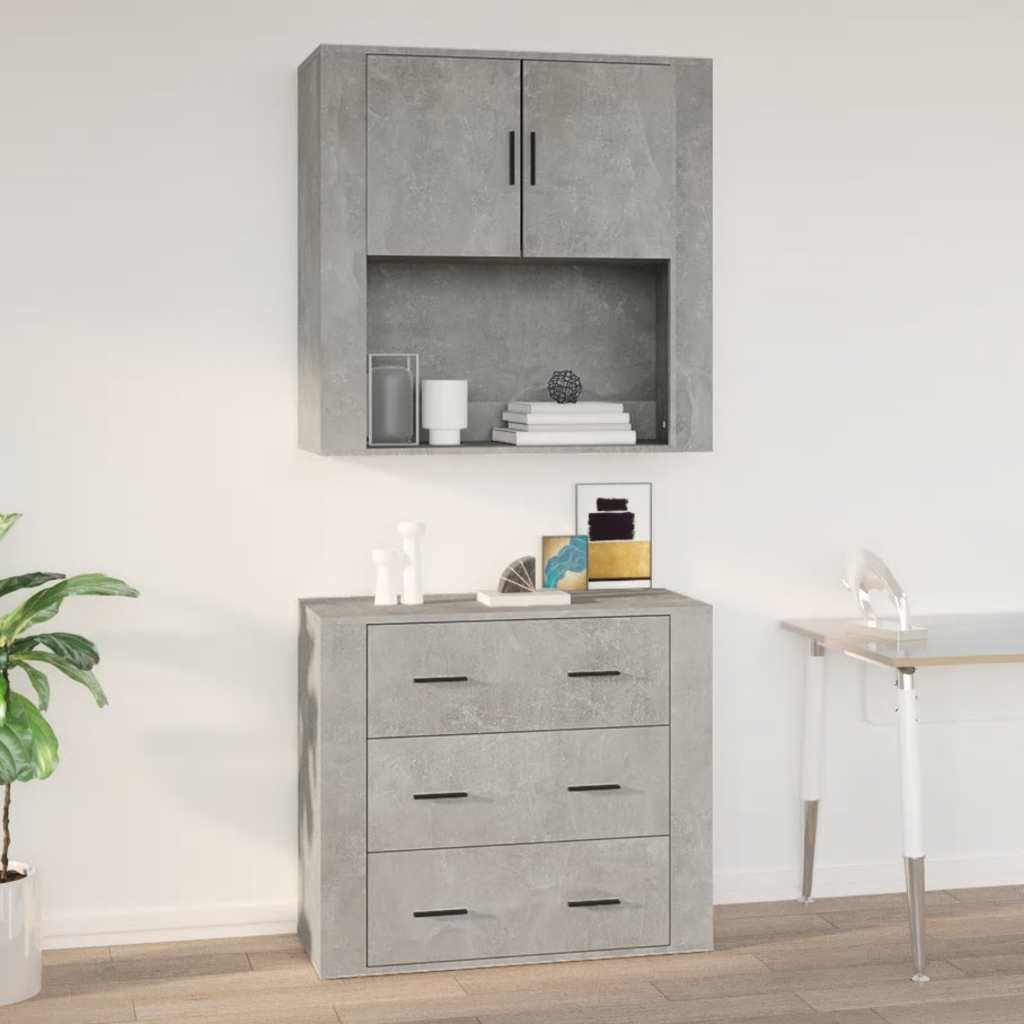 vidaXL Armoire murale gris béton 80x33x80 cm Bois d'ingénierie