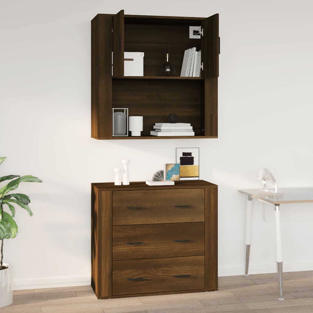 vidaXL Wandschrank Braun Eichen-Optik 80x33x80 cm Holzwerkstoff