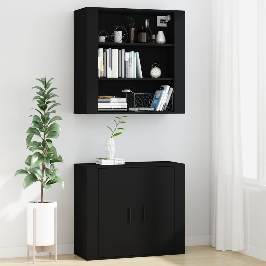 vidaXL Armoire murale Noir 80x33x80 cm Aggloméré