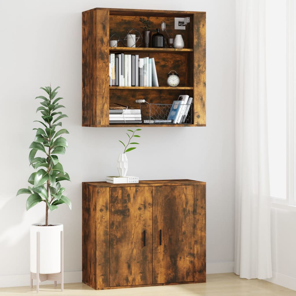 vidaXL Wandschrank Räuchereiche 80x33x80 cm Holzwerkstoff