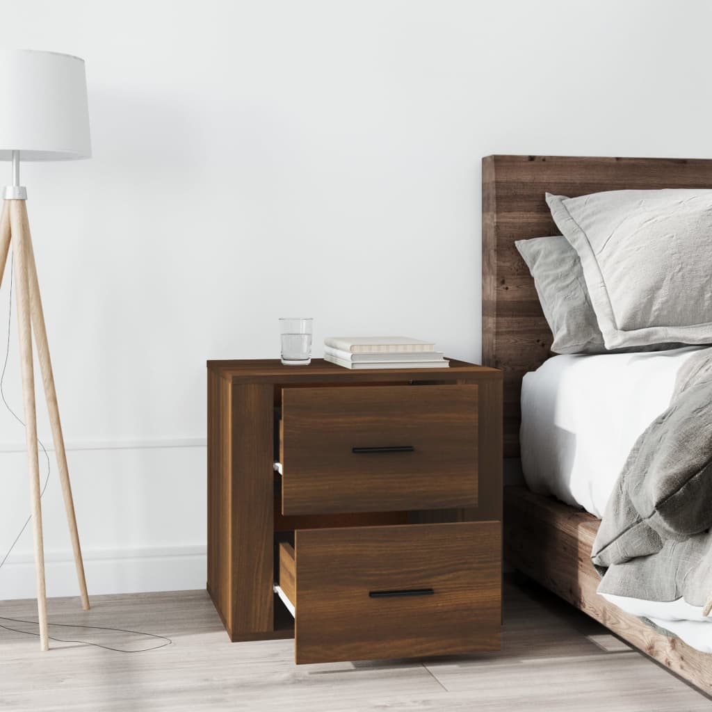 vidaXL Table de chevet Marron aspect chêne 50x39x47 cm