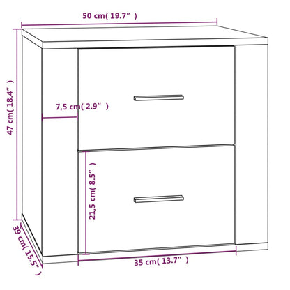 vidaXL Table de chevet Marron aspect chêne 50x39x47 cm