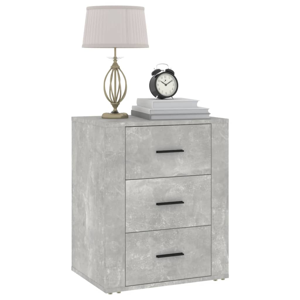 vidaXL Table de chevet gris béton 50x36x60 cm Bois d'ingénierie