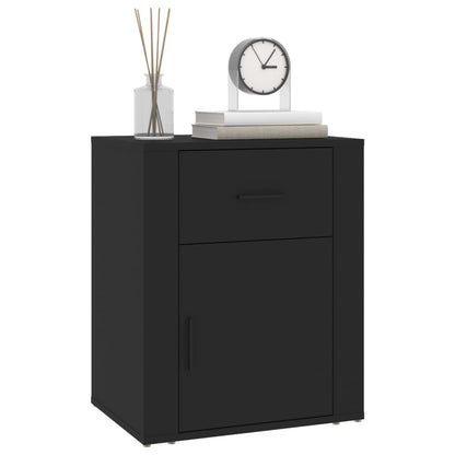 vidaXL Table de chevet noire 50x36x60 cm en bois d'ingénierie