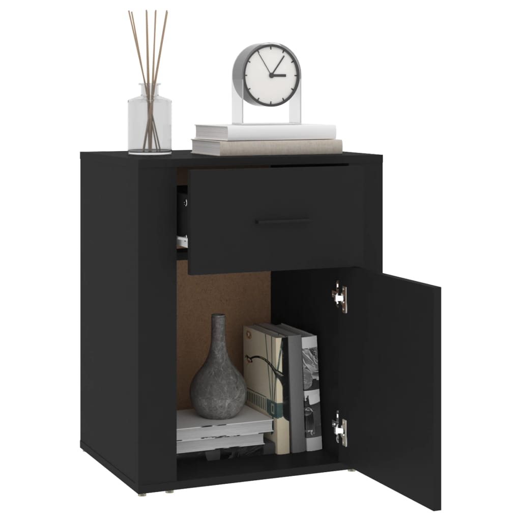 vidaXL Table de chevet noire 50x36x60 cm en bois d'ingénierie