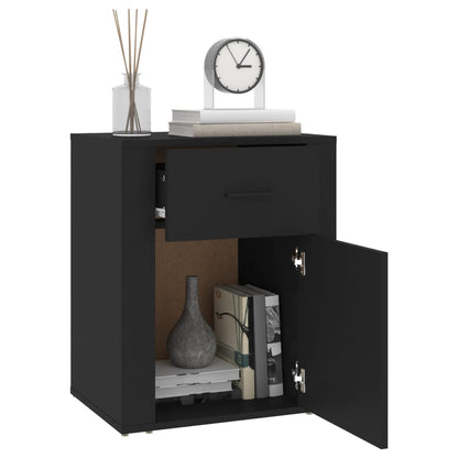 vidaXL Table de chevet noire 50x36x60 cm en bois d'ingénierie