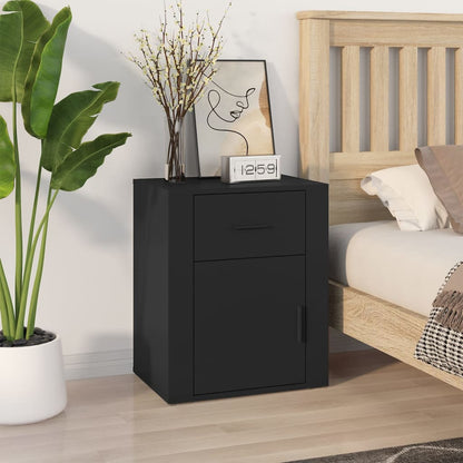 vidaXL Table de chevet noire 50x36x60 cm en bois d'ingénierie