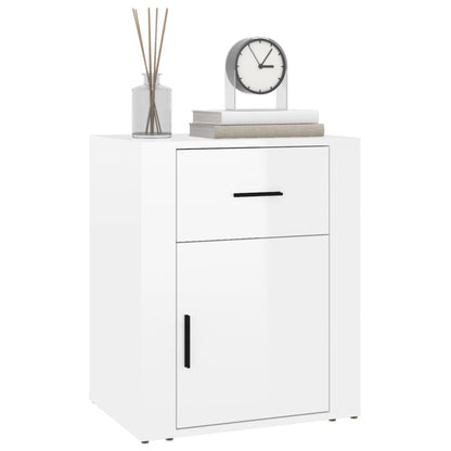 vidaXL Table de chevet blanc brillant 50x36x60 cm bois d'ingénierie