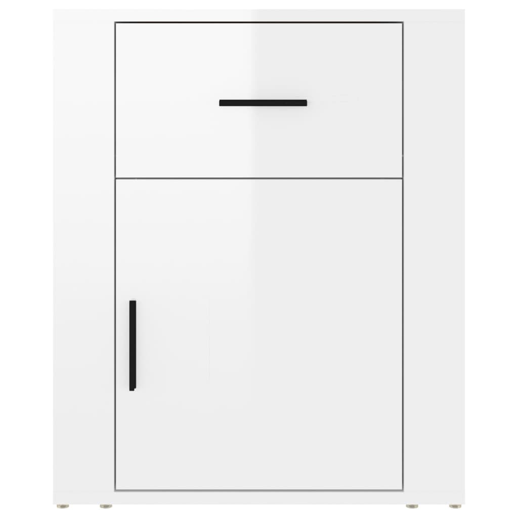 vidaXL Table de chevet blanc brillant 50x36x60 cm bois d'ingénierie