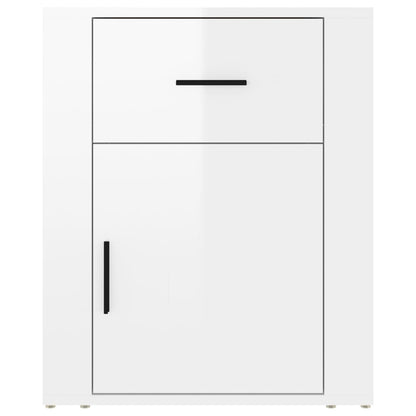 vidaXL Table de chevet blanc brillant 50x36x60 cm bois d'ingénierie