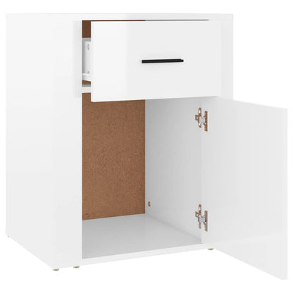 vidaXL Table de chevet blanc brillant 50x36x60 cm bois d'ingénierie