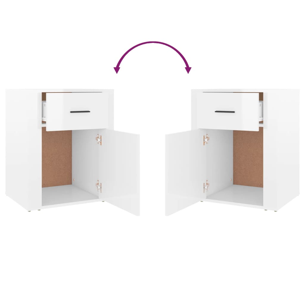 vidaXL Table de chevet blanc brillant 50x36x60 cm bois d'ingénierie