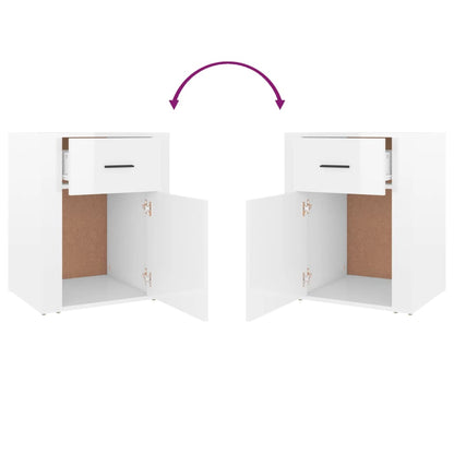 vidaXL Table de chevet blanc brillant 50x36x60 cm bois d'ingénierie