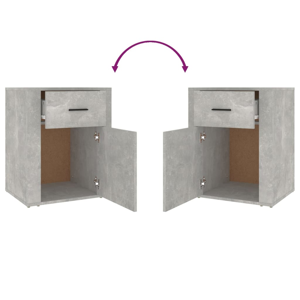 vidaXL Table de chevet gris béton 50x36x60 cm Bois d'ingénierie