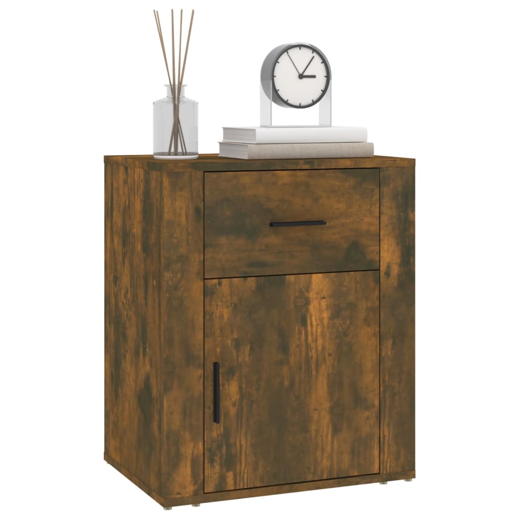 vidaXL Table de chevet chêne fumé 50x36x60 cm bois d'ingénierie