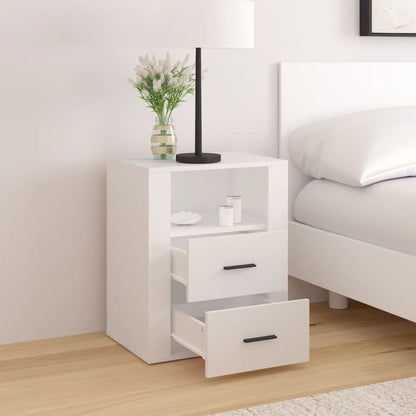 vidaXL Table de chevet blanc 50x36x60 cm en bois d'ingénierie