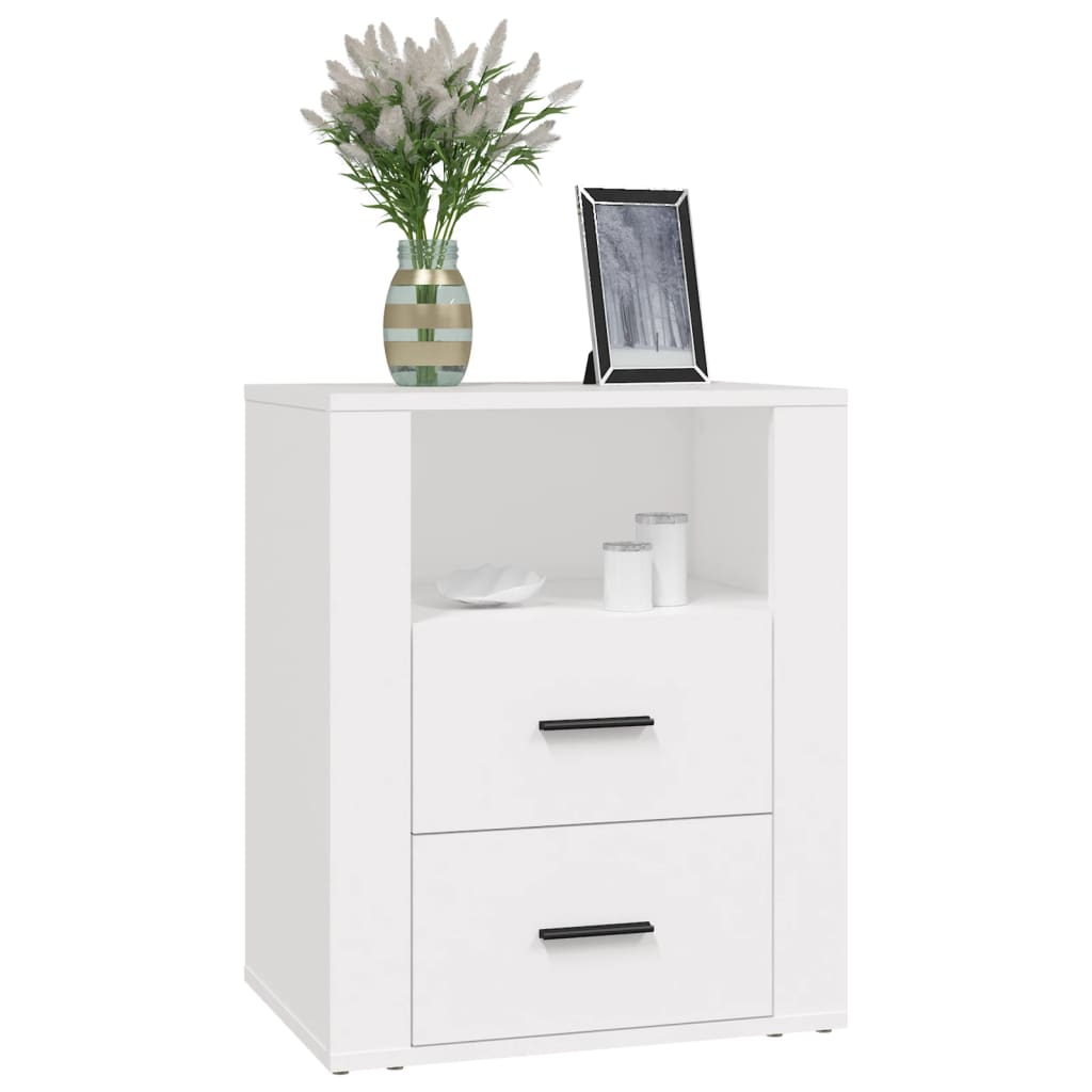 vidaXL Table de chevet blanc 50x36x60 cm en bois d'ingénierie
