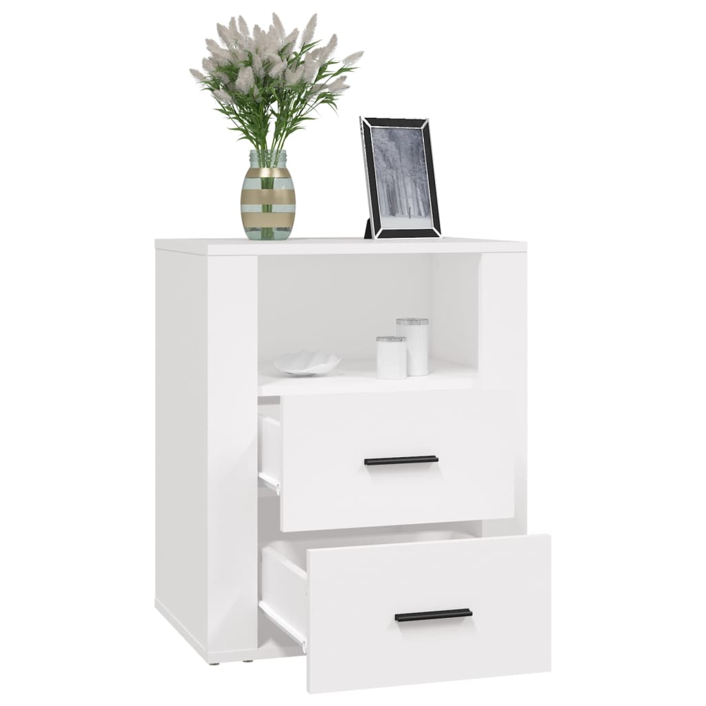 vidaXL Table de chevet blanc 50x36x60 cm en bois d'ingénierie