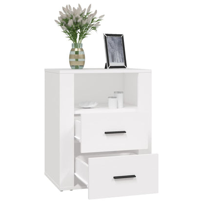 vidaXL Table de chevet blanc 50x36x60 cm en bois d'ingénierie