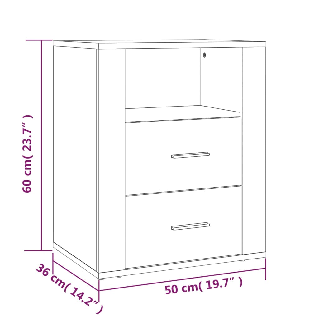 vidaXL Table de chevet blanc 50x36x60 cm en bois d'ingénierie