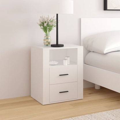 vidaXL Table de chevet blanc 50x36x60 cm en bois d'ingénierie