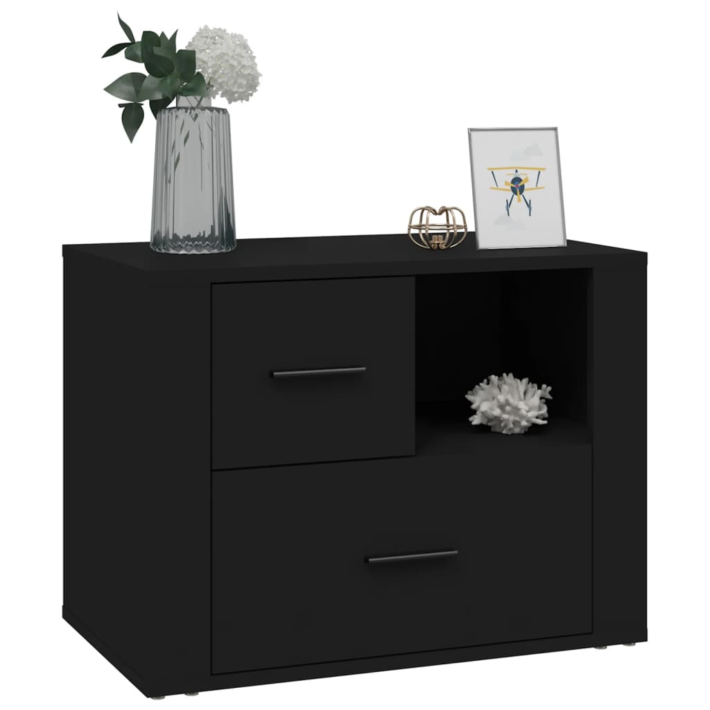vidaXL Table de chevet Noir 60x36x45 cm Bois d'ingénierie