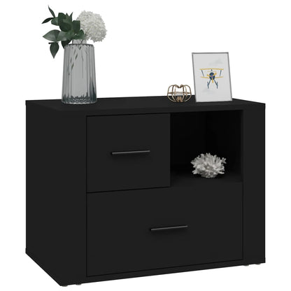 vidaXL Table de chevet Noir 60x36x45 cm Bois d'ingénierie