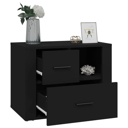 vidaXL Table de chevet Noir 60x36x45 cm Bois d'ingénierie