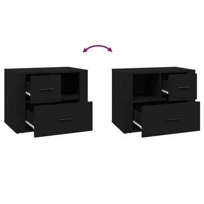vidaXL Table de chevet Noir 60x36x45 cm Bois d'ingénierie