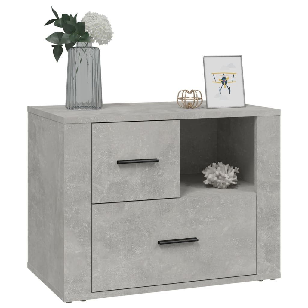 vidaXL Table de chevet gris béton 60x36x45 cm en bois d'ingénierie