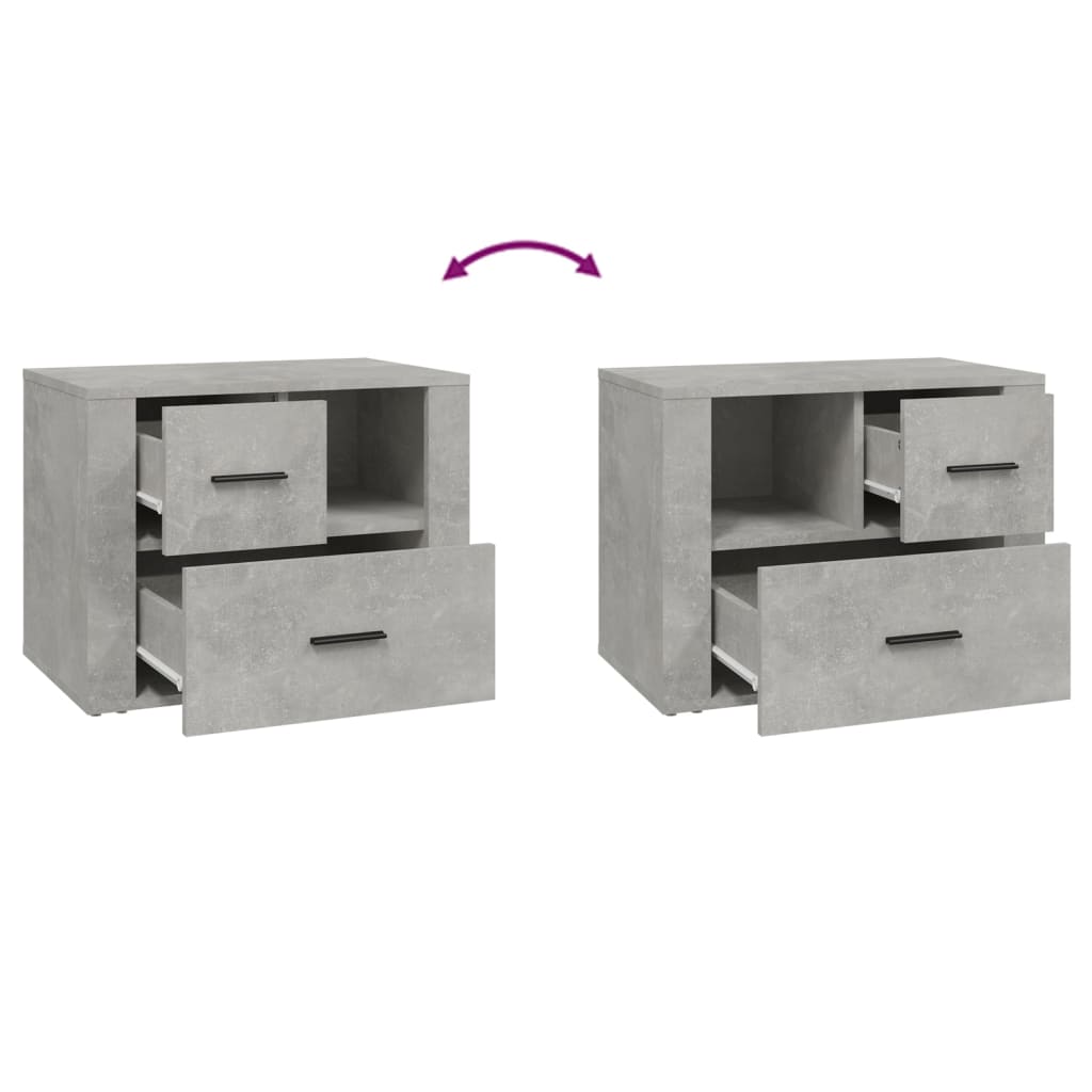 vidaXL Table de chevet gris béton 60x36x45 cm en bois d'ingénierie