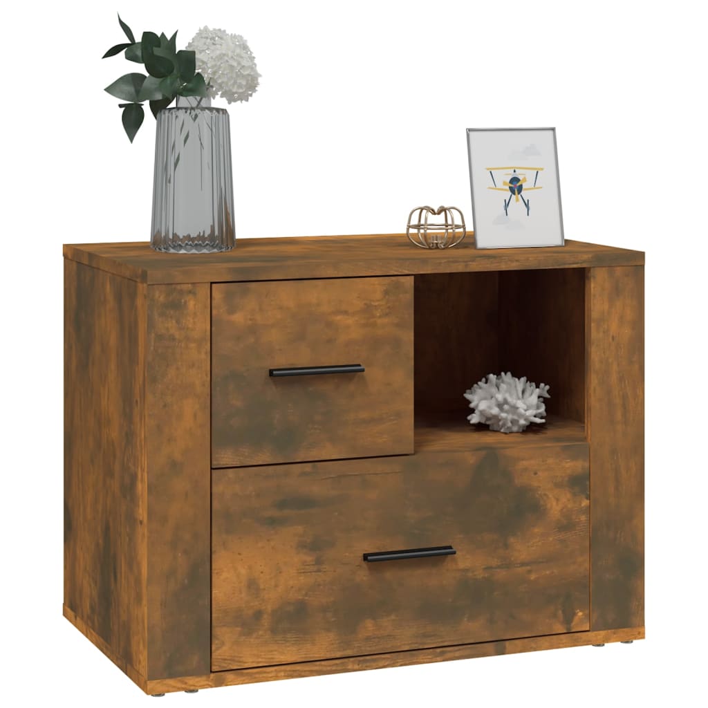 vidaXL Table de chevet chêne fumé 60x36x45 cm bois d'ingénierie
