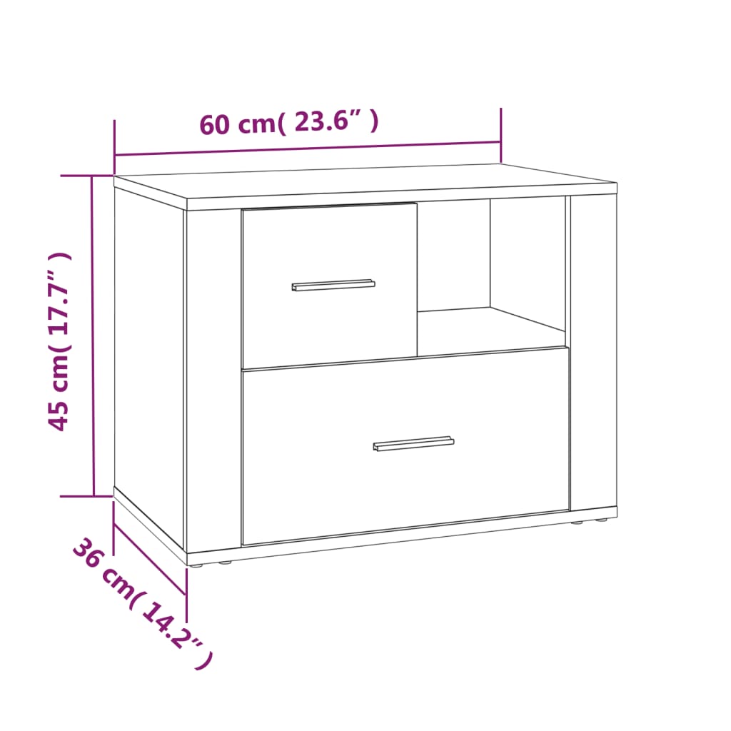 vidaXL Table de chevet gris Sonoma 60x36x45 cm Bois d'ingénierie