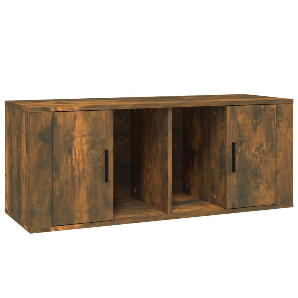 vidaXL Meuble TV chêne fumé 100x35x40 cm bois d'ingénierie