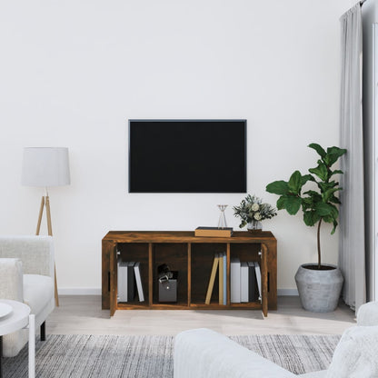 vidaXL Meuble TV chêne fumé 100x35x40 cm bois d'ingénierie