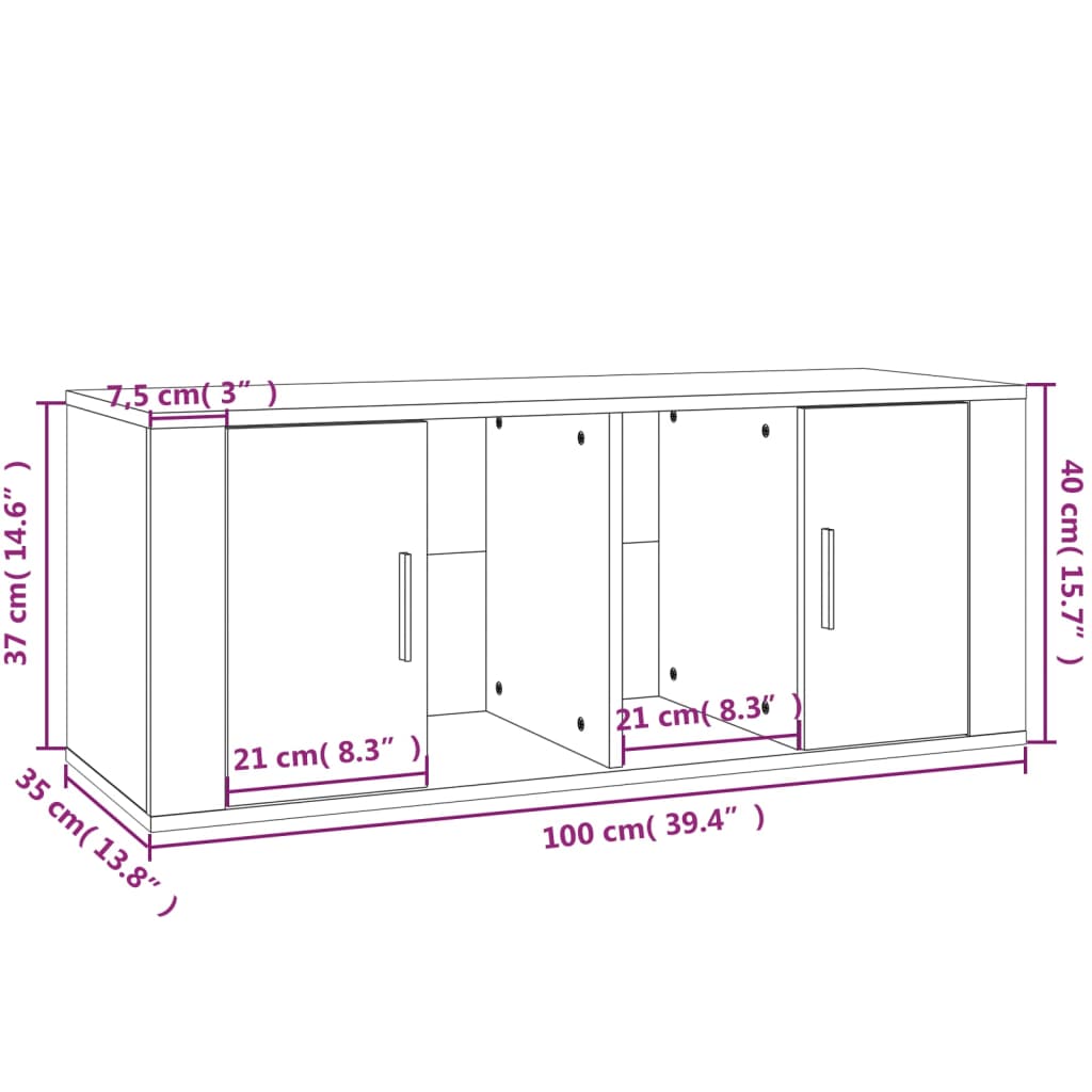 vidaXL Meuble TV chêne fumé 100x35x40 cm bois d'ingénierie