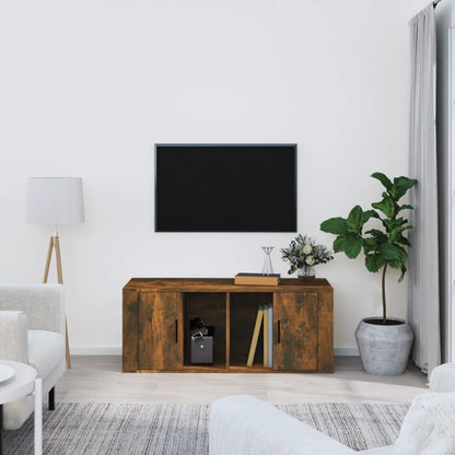 vidaXL Meuble TV chêne fumé 100x35x40 cm bois d'ingénierie