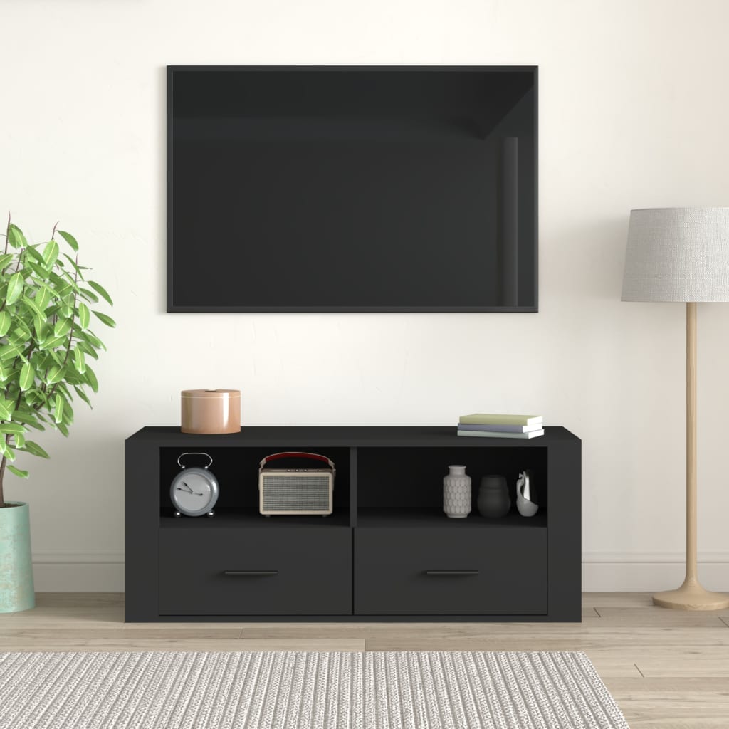 vidaXL Meuble TV Noir 100x35x40 cm Bois d'ingénierie