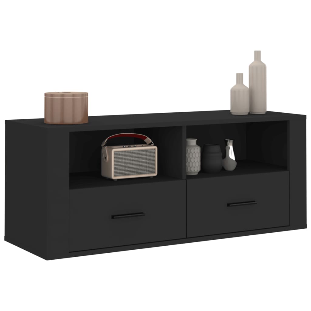 vidaXL Meuble TV Noir 100x35x40 cm Bois d'ingénierie