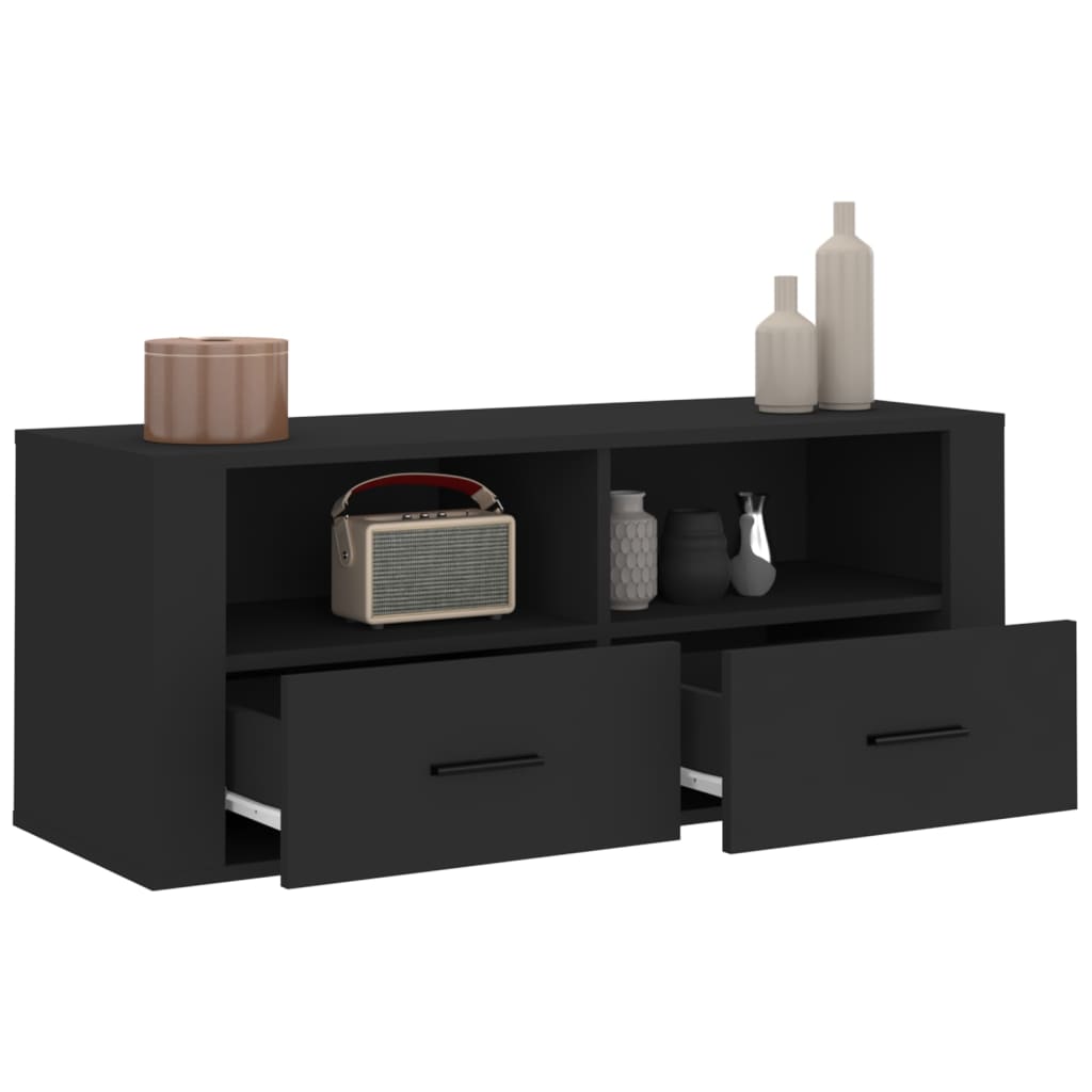 vidaXL Meuble TV Noir 100x35x40 cm Bois d'ingénierie