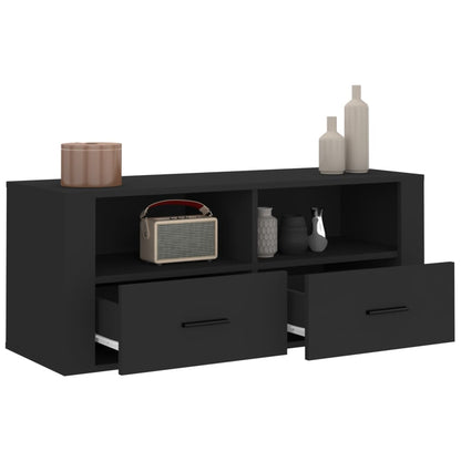 vidaXL Meuble TV Noir 100x35x40 cm Bois d'ingénierie
