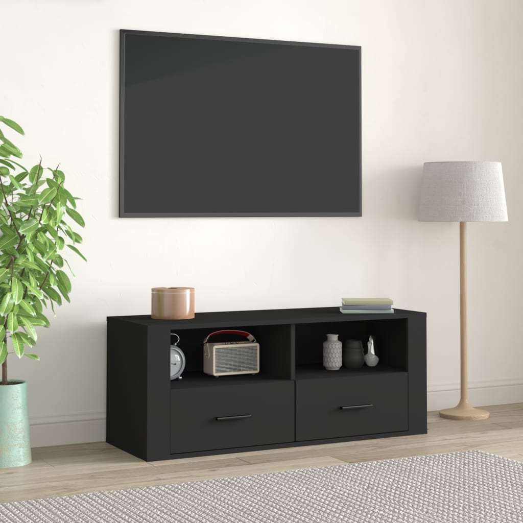 vidaXL Meuble TV Noir 100x35x40 cm Bois d'ingénierie