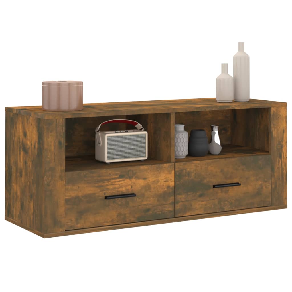 vidaXL Meuble TV chêne fumé 100x35x40 cm bois d'ingénierie