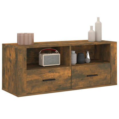 vidaXL Meuble TV chêne fumé 100x35x40 cm bois d'ingénierie