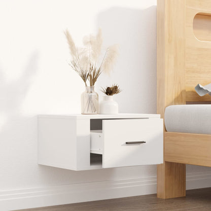 vidaXL Table de chevet murale Blanc 50x36x25 cm
