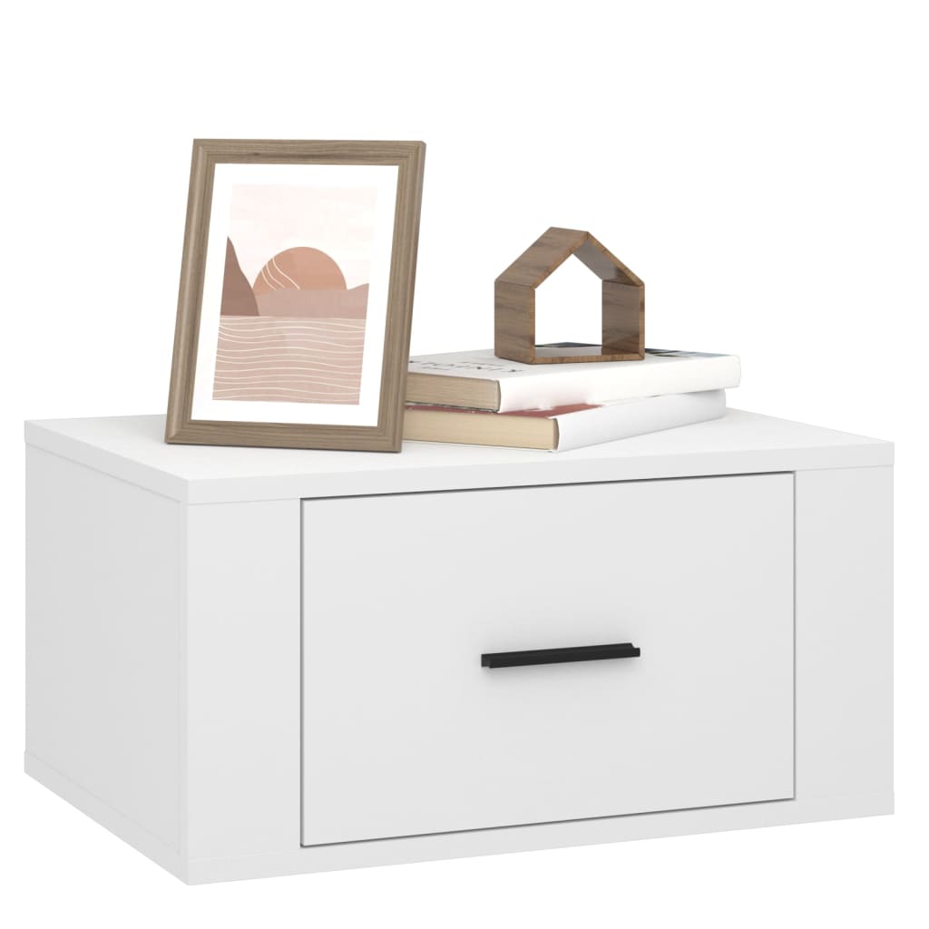 vidaXL Table de chevet murale Blanc 50x36x25 cm