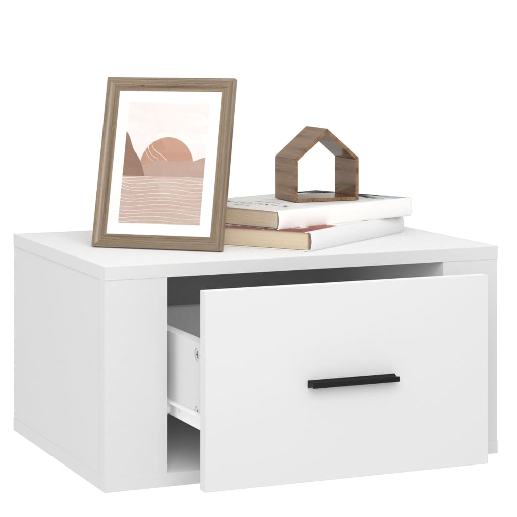 vidaXL Table de chevet murale Blanc 50x36x25 cm
