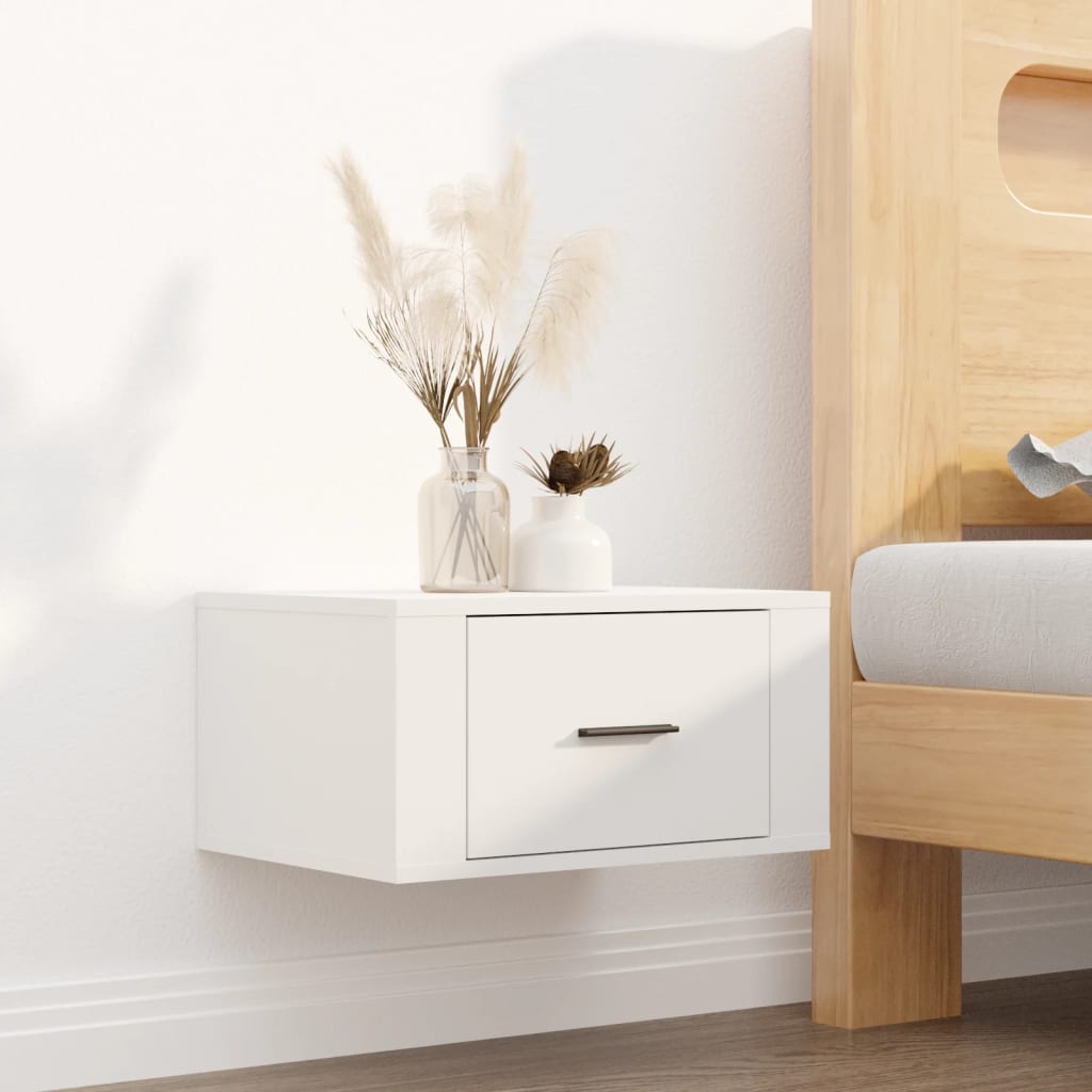 vidaXL Tables de chevet murales 2 pcs Blanc 50x36x25 cm