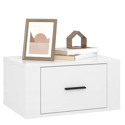vidaXL Table de chevet murale blanc brillant 50x36x25 cm